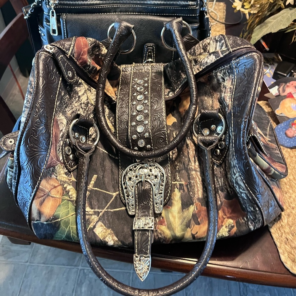 Camouflage and Black Women's Bag